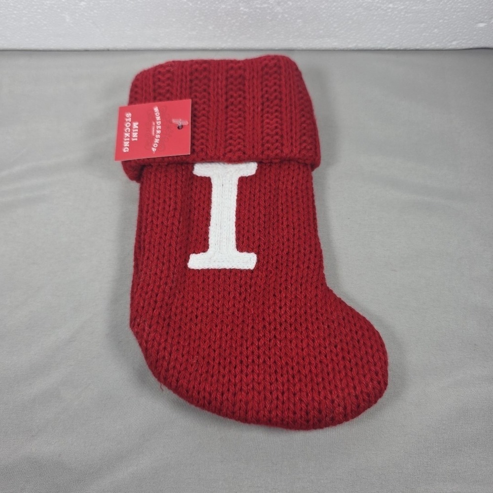 Letter I Wondershop Monogram Mini Christmas Stocking Initial Red Knit Target